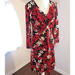 Ann Taylor Loft Dress Red Black White sz 4-6 EUC Classy Chic Business Christmas